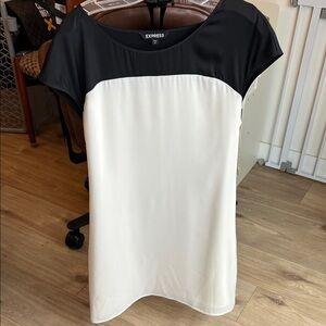 Express Color Block Black and White Dress